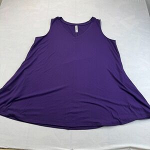 Zenana Premium Flared Tank Top Womens 2X Purple Relaxed Fit Sleeveless V-Neck